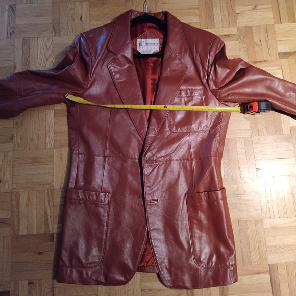 Vintage CHESS KING leather jacket/blazer lined with pockets - Sz 40 - Picture 13 of 16
